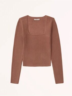 Abercrombie & Fitch Rust Ribbed Square-Neck Sweater